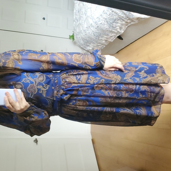 Chetta B Royal Blue Paisley Bishop Qrap Dress - Picture 5 of 8